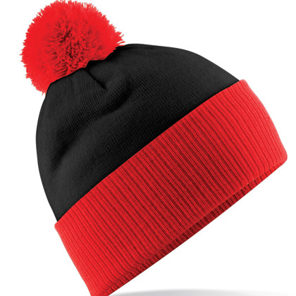 Beechfield CB451 Mutsen in Black / Bright Red