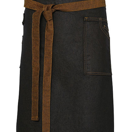 Premier Workwear PW135 Schorten in Black (ca. Pantone Black C) / Tan Denim (ca. Pantone 146C)