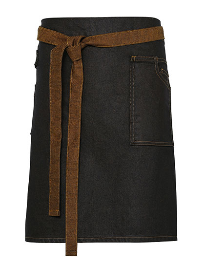 Premier Workwear PW135 Schorten in Black (ca. Pantone Black C) / Tan Denim (ca. Pantone 146C)