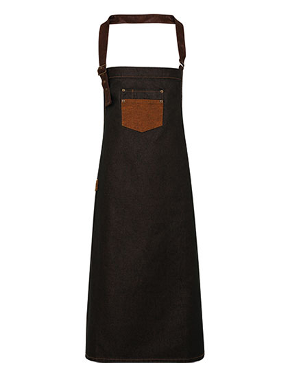 Premier Workwear PW136 Schorten in Black (ca. Pantone Black C) / Tan Denim (ca. Pantone 146C)