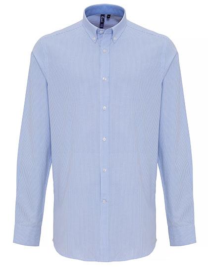 Premier Workwear PW238 Hemden in White / Oxford Blue (ca. Pantone 7453C)